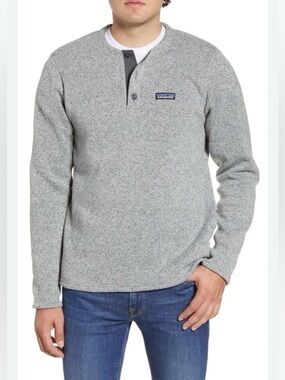 Patagonia Grey Crewneck Henley Fleece Pullover
